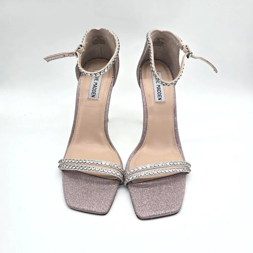 Steve Madden Colette Rhinestone Heels 8.5 Blush Pink Stiletto